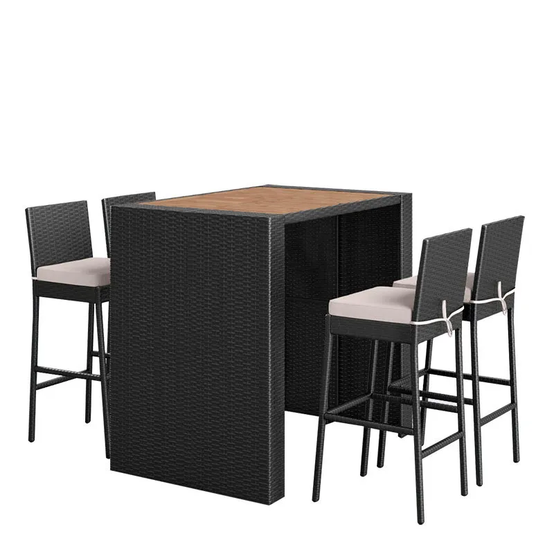 Outdoor Furniture Lounge Set - Wicker Rattan Bar Table and Chair