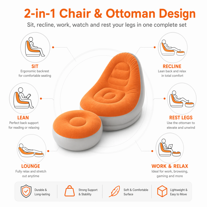 Flocking Inflatable Lazy Sofa  - огляд і ціна Outdoor Furniture Design
