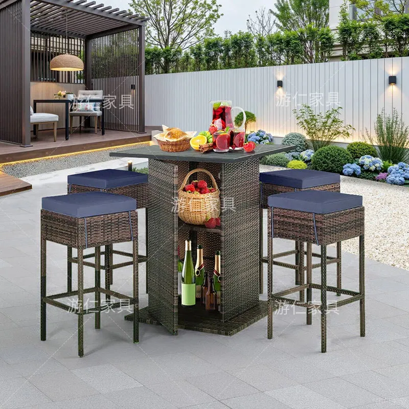 Wicker Rattan Bar Table and Ch - огляд і ціна Outdoor Furniture Lounge Set