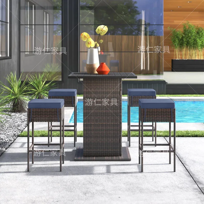 Wicker Rattan Bar Table and Ch - огляд і ціна Outdoor Furniture Lounge Set